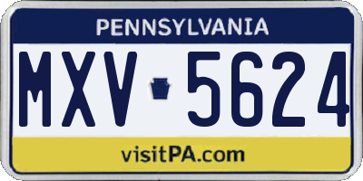PA license plate MXV5624