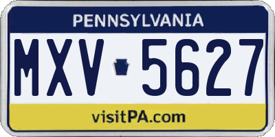 PA license plate MXV5627