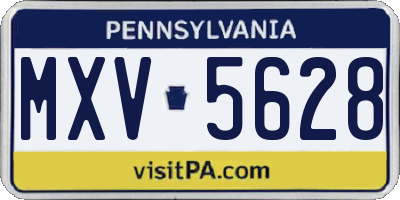 PA license plate MXV5628