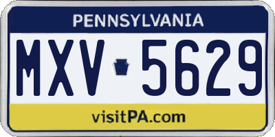PA license plate MXV5629