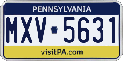 PA license plate MXV5631