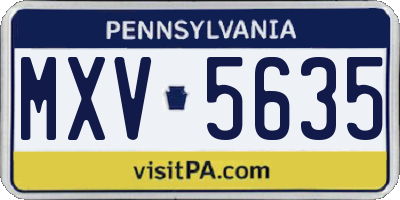 PA license plate MXV5635