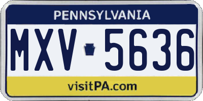 PA license plate MXV5636