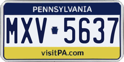PA license plate MXV5637
