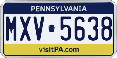 PA license plate MXV5638