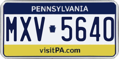 PA license plate MXV5640