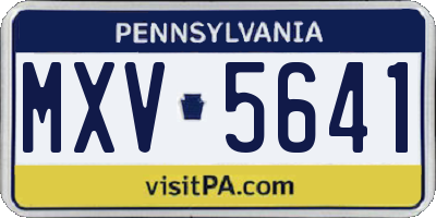 PA license plate MXV5641