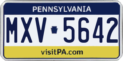PA license plate MXV5642