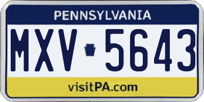 PA license plate MXV5643