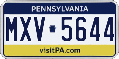 PA license plate MXV5644