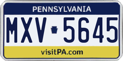 PA license plate MXV5645
