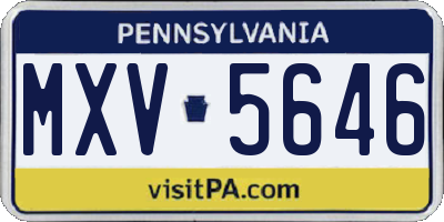 PA license plate MXV5646