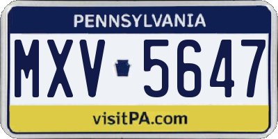 PA license plate MXV5647