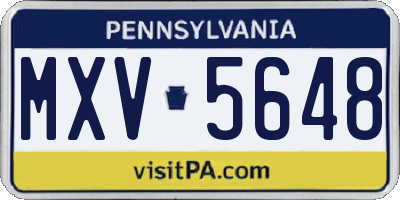 PA license plate MXV5648