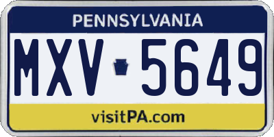 PA license plate MXV5649