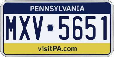 PA license plate MXV5651