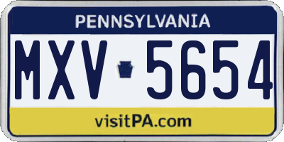 PA license plate MXV5654