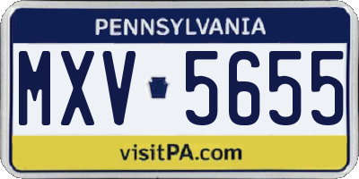 PA license plate MXV5655