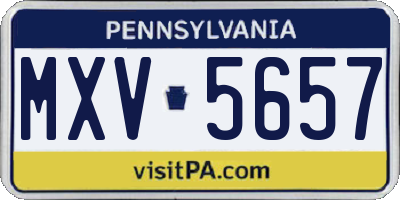 PA license plate MXV5657