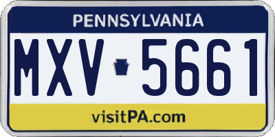 PA license plate MXV5661