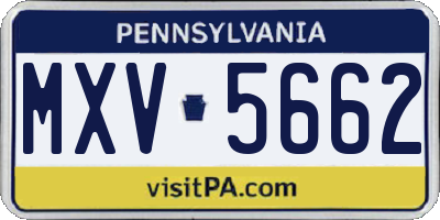 PA license plate MXV5662