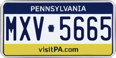 PA license plate MXV5665