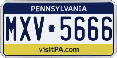 PA license plate MXV5666
