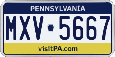 PA license plate MXV5667