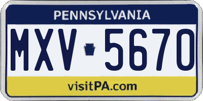 PA license plate MXV5670