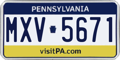 PA license plate MXV5671