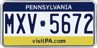 PA license plate MXV5672