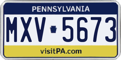 PA license plate MXV5673