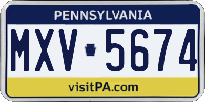PA license plate MXV5674