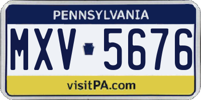 PA license plate MXV5676