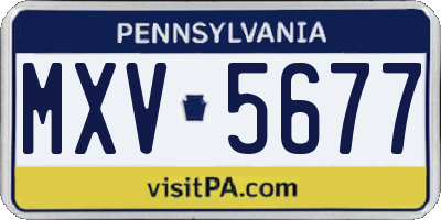 PA license plate MXV5677