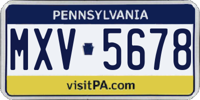 PA license plate MXV5678