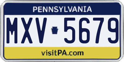 PA license plate MXV5679