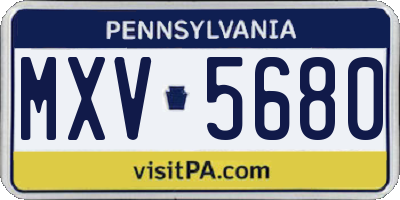 PA license plate MXV5680