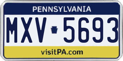 PA license plate MXV5693
