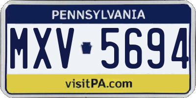 PA license plate MXV5694