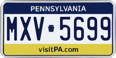 PA license plate MXV5699