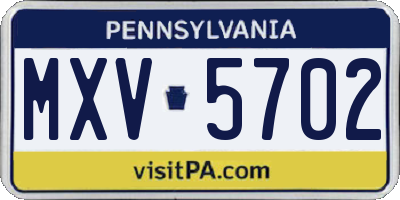 PA license plate MXV5702