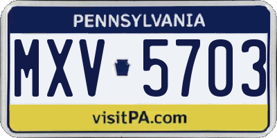 PA license plate MXV5703