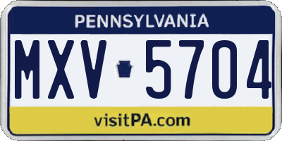 PA license plate MXV5704