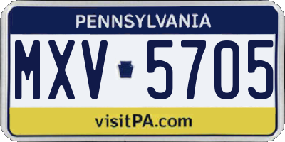 PA license plate MXV5705