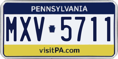 PA license plate MXV5711