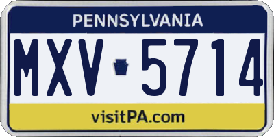 PA license plate MXV5714