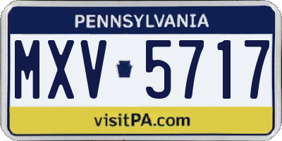 PA license plate MXV5717