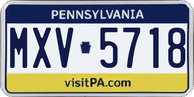 PA license plate MXV5718