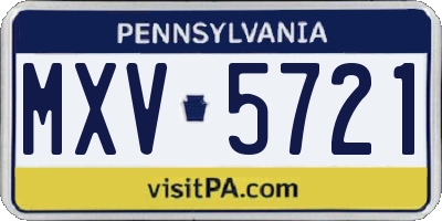 PA license plate MXV5721
